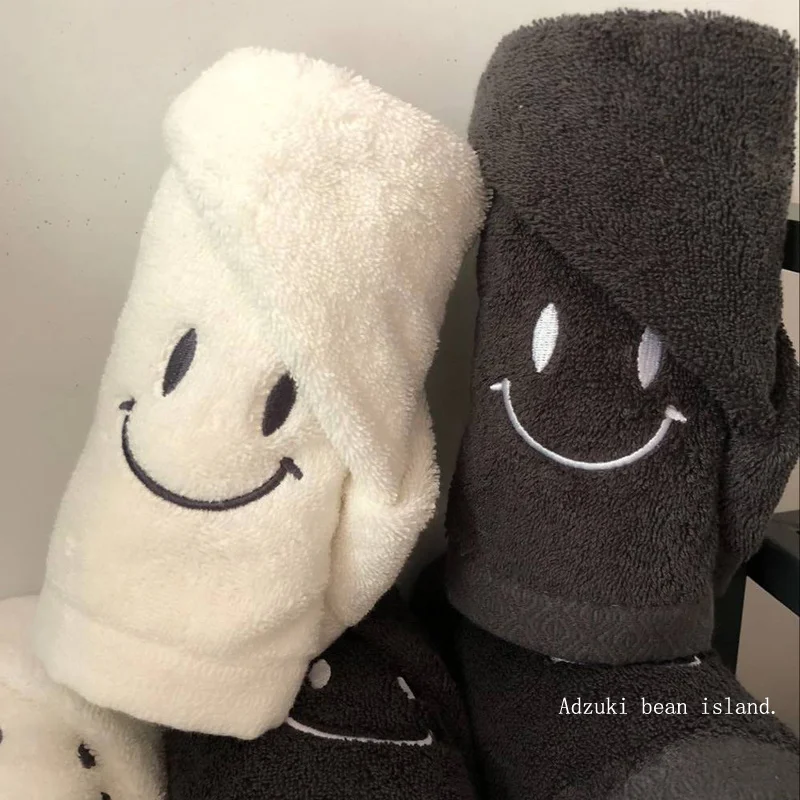

Bathroom Towel Cotton Korean Lovers Embroidery Household Soft Smile Towels
